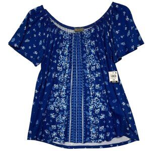 Style & Co Womens OX On/Off the Shoulder Knit Top Abyss Blue